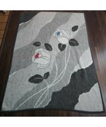 Ibena West Germany Dolan Acrylic Cotton Soft Throw Blanket Gray Flower R... - $69.29