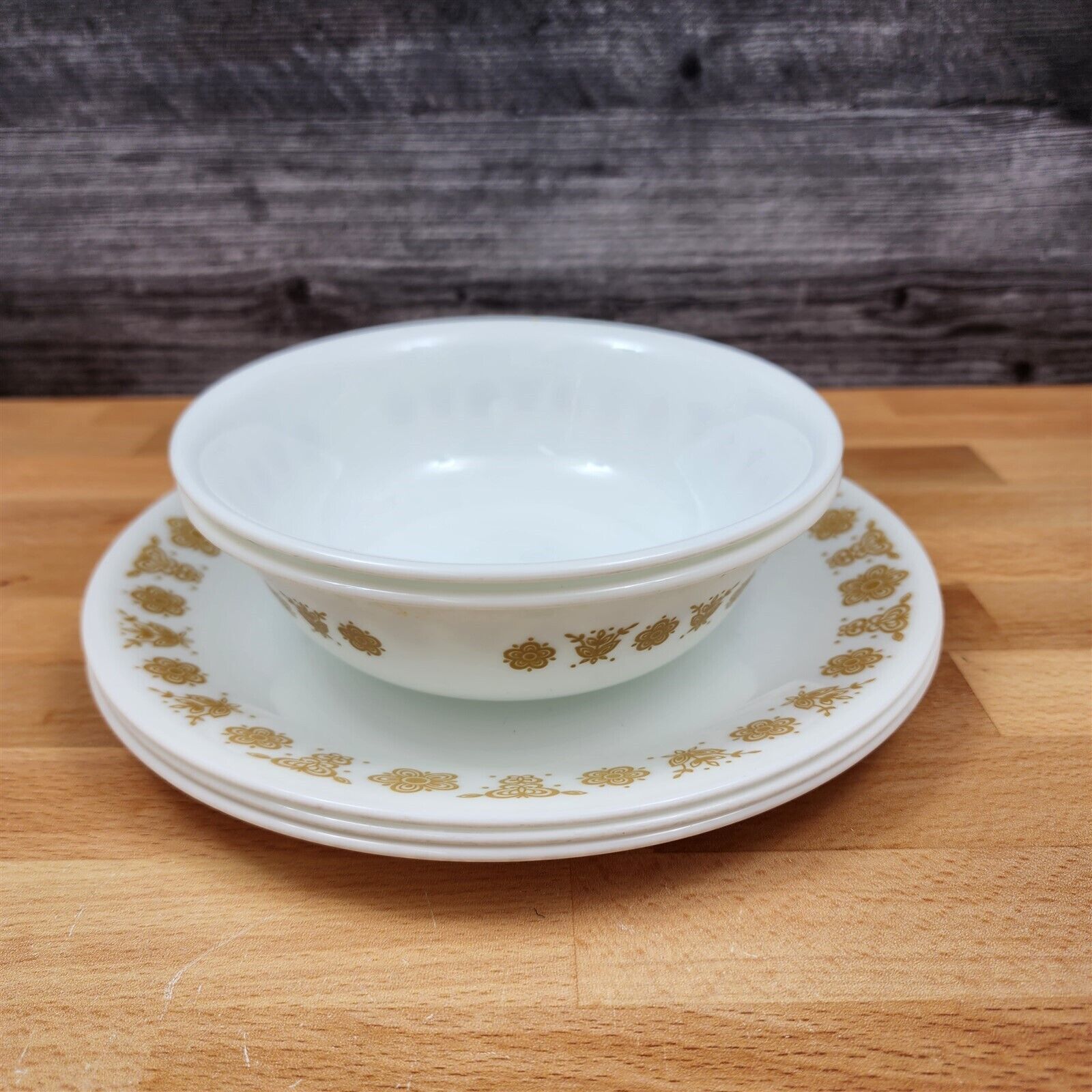 Corelle Corning Mariposa Oro Conjunto De Ensalada Platos Y Tazones de ...