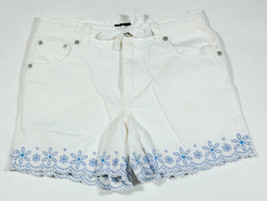 Gap Girls Child Size 10 Shorts White Blue Flowers Sequins Beads Scalloped Edge - $8.92