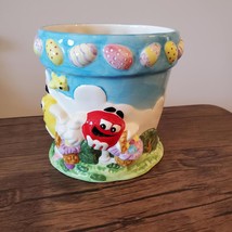 M&M Easter Planter, Ceramic Pot with M and M's on Easter Egg Hunt, 5" image 3