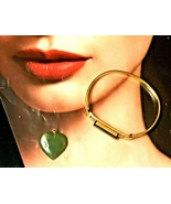 Vintage 1978 Avon Rectangle Bar Jade Gold Plated Bracelet Bangle + Heart... - £19.67 GBP