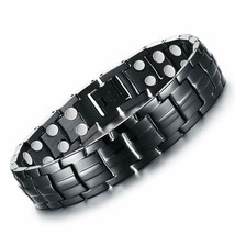 Black Stainless Steel Full Negative Ions Magnetic Bio Bracelet for Men&#39;s - $20.90
