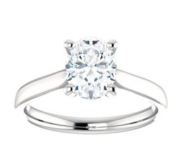 2.25CT F1 Oval Shape Moissanite Solitaire Ring 14K White Gold - $986.19