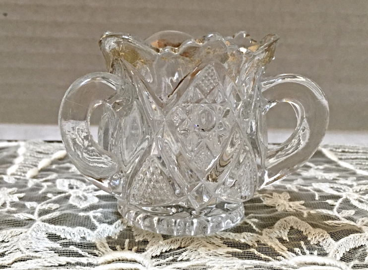 Vintage US GLASS CO. EAPG Three Handled Toothpick Holder // Minnesota