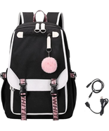 Teen Girls School Backpack with USB Port, Kids Black Backpack Lightweigh... - $36.72