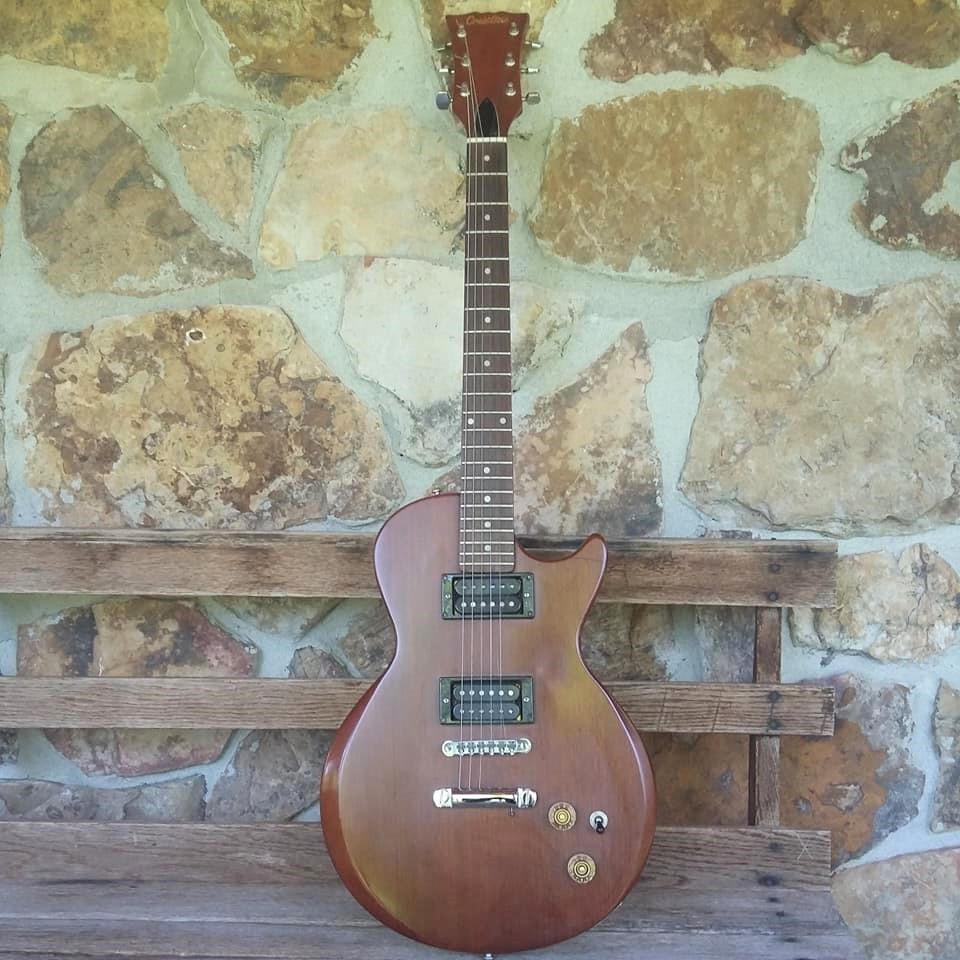 REDUCED Vintage Crestline Electric Guitar 70s Dark Wood with Vantage