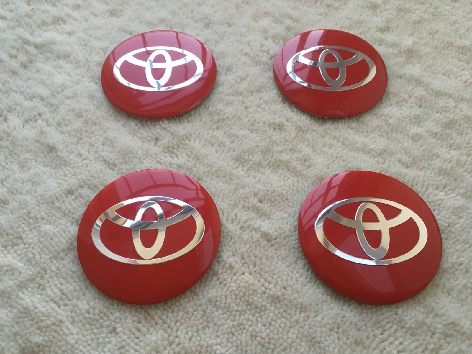 4 pcs (2,20inch) 56mm Red TOYOTA Wheel Center Hub Stickers