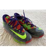 Nike KD Gray Neon Green Red Purple Laces Boys Basketball Sneakers Shoes 5Y - $44.10