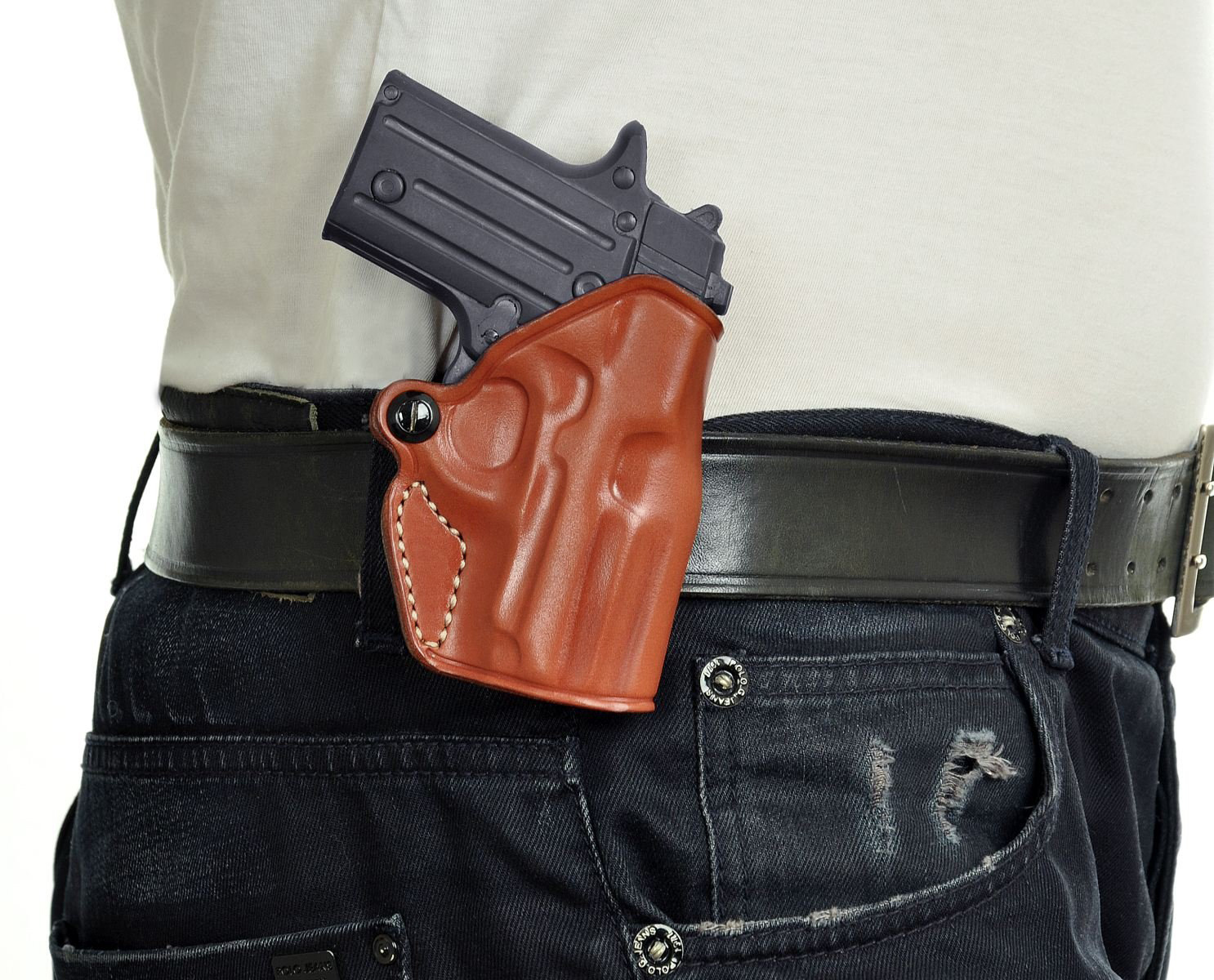Premium Leather Paddel OWB Holster Fits, Kimber Micro Raptor 380 ACP
