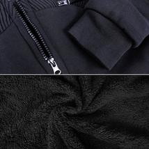 Men's Quilted Moto Sherpa Fleece Lined Zip Up Hoodie Jacket image 7
