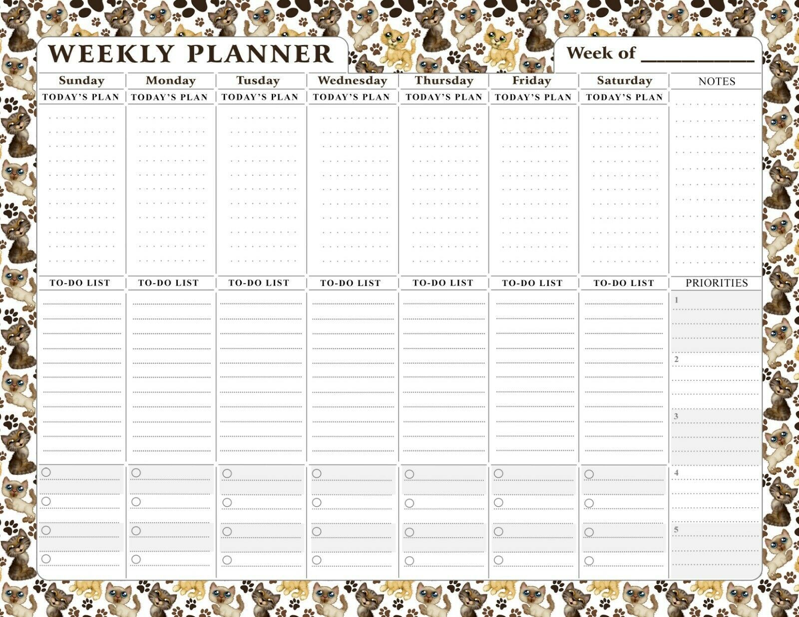 Magnetic Weekly Calendar - 52 Undated Sheets - Notepad Desk Pad - (Edition #002)