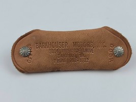 Vintagw Ford Barkhauser Motors Two-Sides Mini Leather Office Door Key Ch... - $29.69