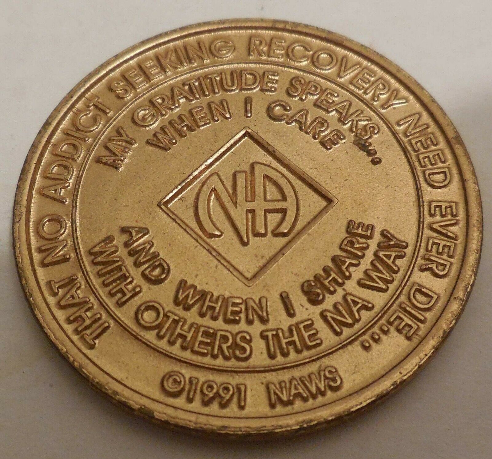 Narcotics Anonymous NA 5 Year Medallion Token Coin 1991 NAWS - Tokens ...