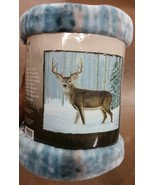 Deer in the Snow American Heritage Woodland Royal Plush Raschel Throw bl... - $23.75