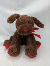 Animal Adventure Brown Dog Plush 7" Red Paws Heart Ribbon 2017 Stuffed Animal   - $14.95