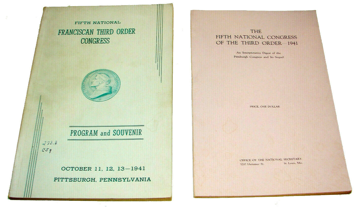 Primary image for 2 1941 5th National Congress 3rd Order Catholic Booklets St. Francis Pittsburgh