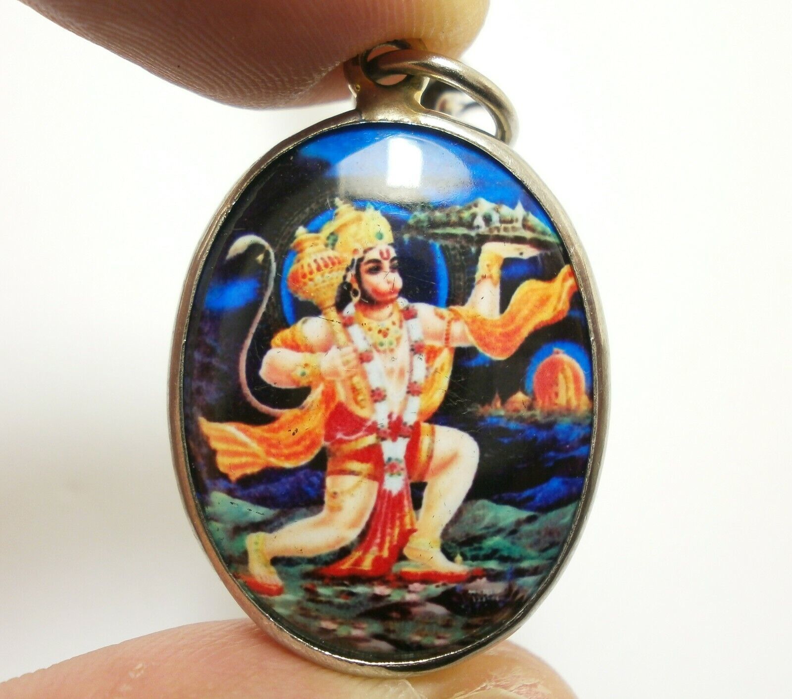 LORD HANUMAN MOVE DRONAGIRI MOUNTAIN AMULET OM HANUMAAN MONKEY KING ...