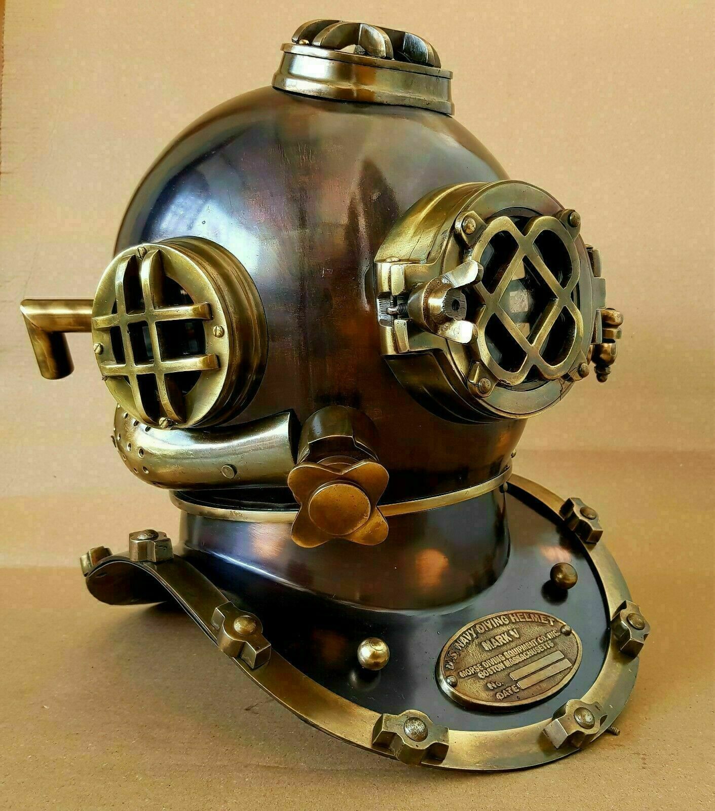 brass deep sea diving helmet