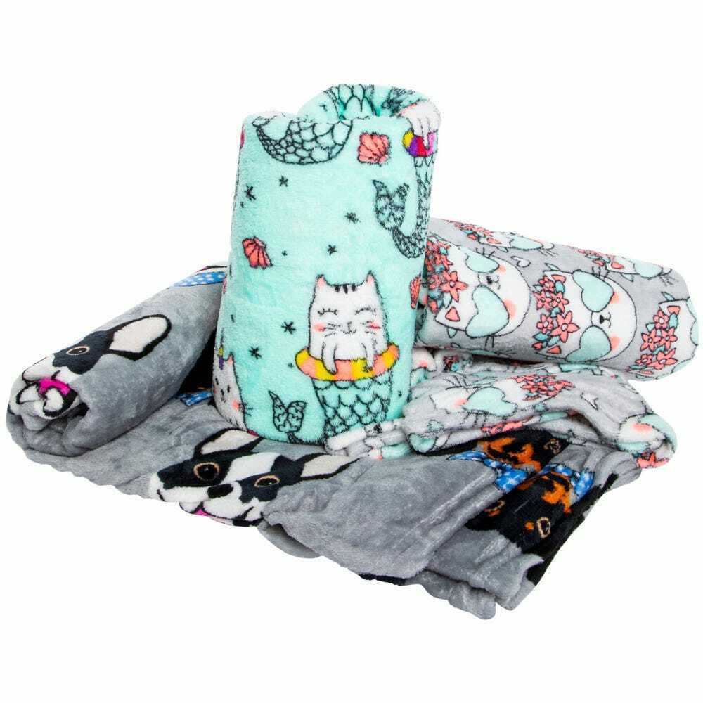 Warm & Snuggly Cute Critters Throw Blanket 50in x 60in w Blankets