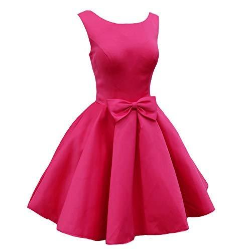 Lemai Plus Size Scoop Neck Short Prom Homecoming Cocktail Party Dress Fuchsia US