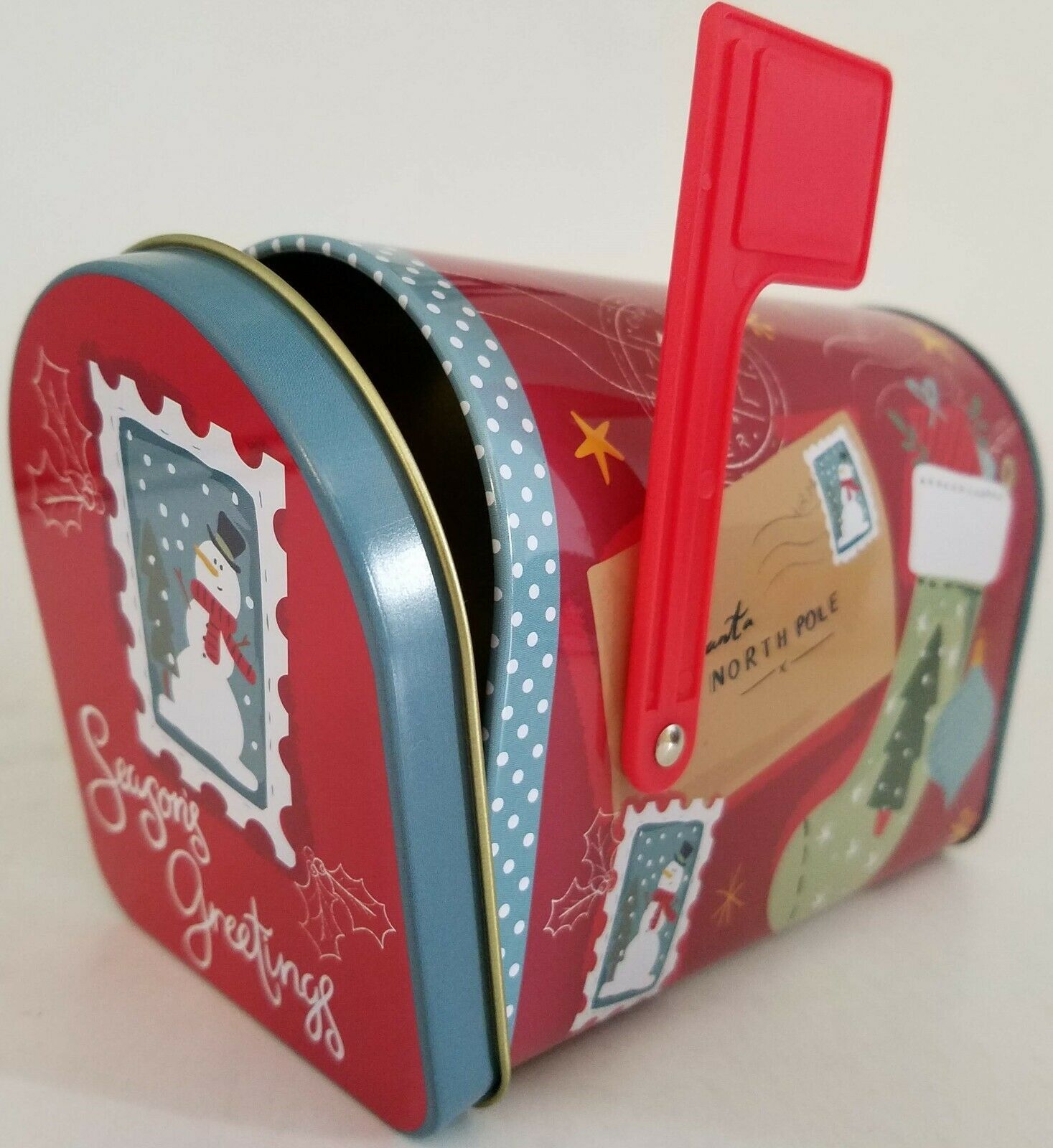 Holiday Gift Boxes Mailboxes Hinged Door w Flags Metal Mailbox S20