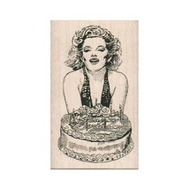 Mounted Rubber Stamp, Marilyn Monroe, Happy Birthday, Cake Lady, Birthday Cake - $8.15