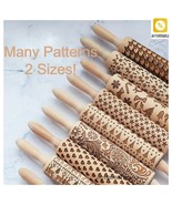 Wooden Embossing Rolling Pin With Cookie Mold 35cm Christmas Baking Cook... - $19.07