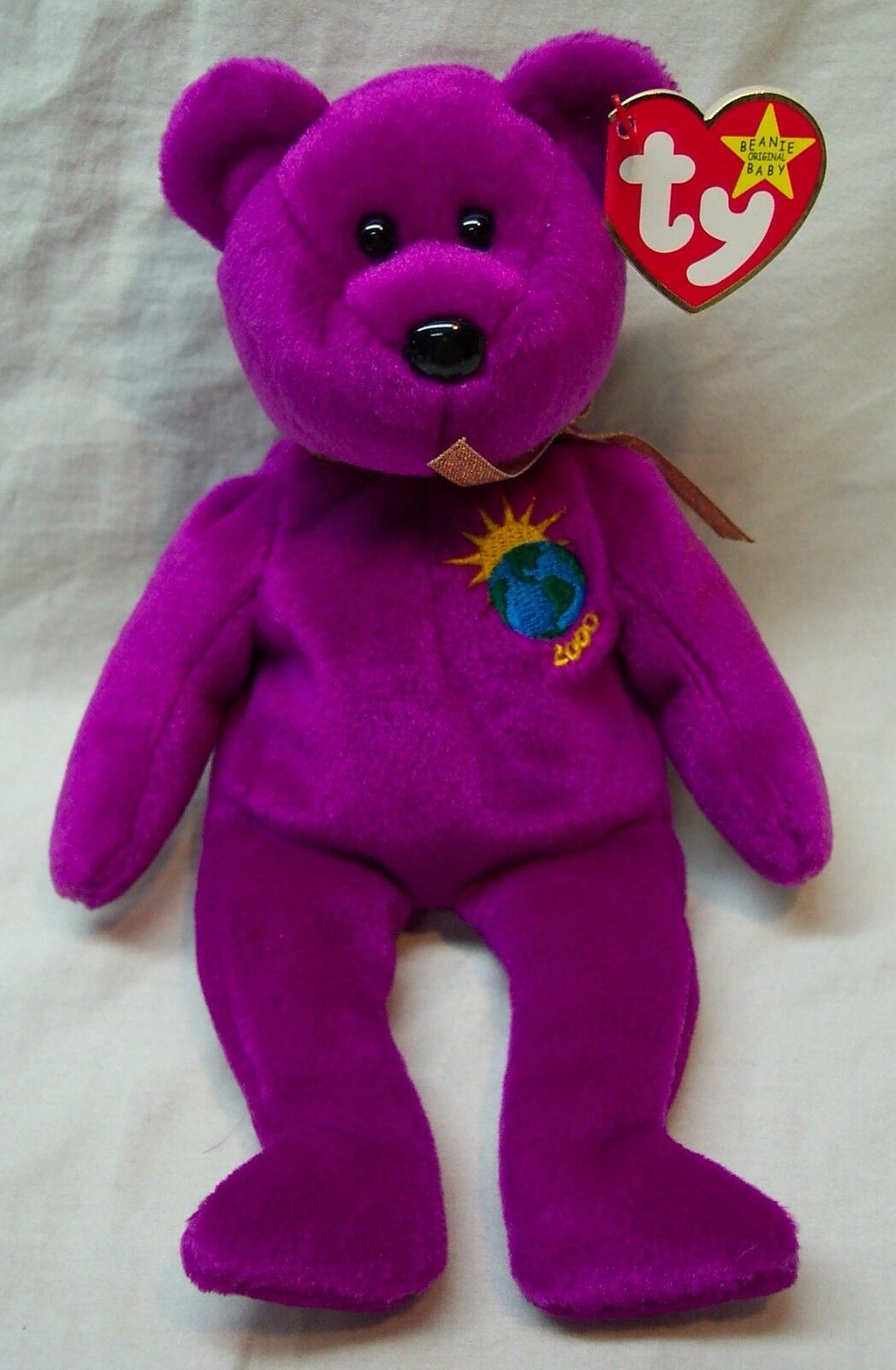 TY Beanie Baby PURPLE MILLENIUM TEDDY BEAR 8