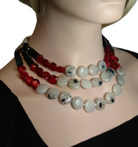 Ann Taylor Loft Glass Beaded 3 Strand Necklace NWOT - $17.00