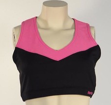 Reebok Playdry Fitted Black &amp; Pink Racer Back Sports Bra Women&#39;s NWT - $25.49