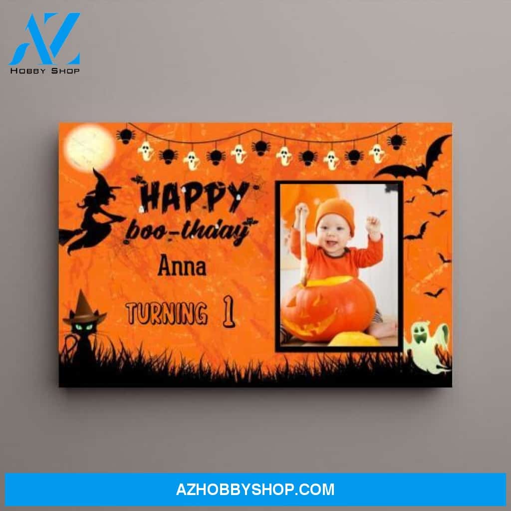 Personalized Canvas, Happy Boothday with Picture, Halloween Gifts, Gift for Kid, - $49.99