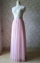LIGHT PINK Full Length Tulle Skirt Plus Size High Waist Pink Tulle Skirt image 3