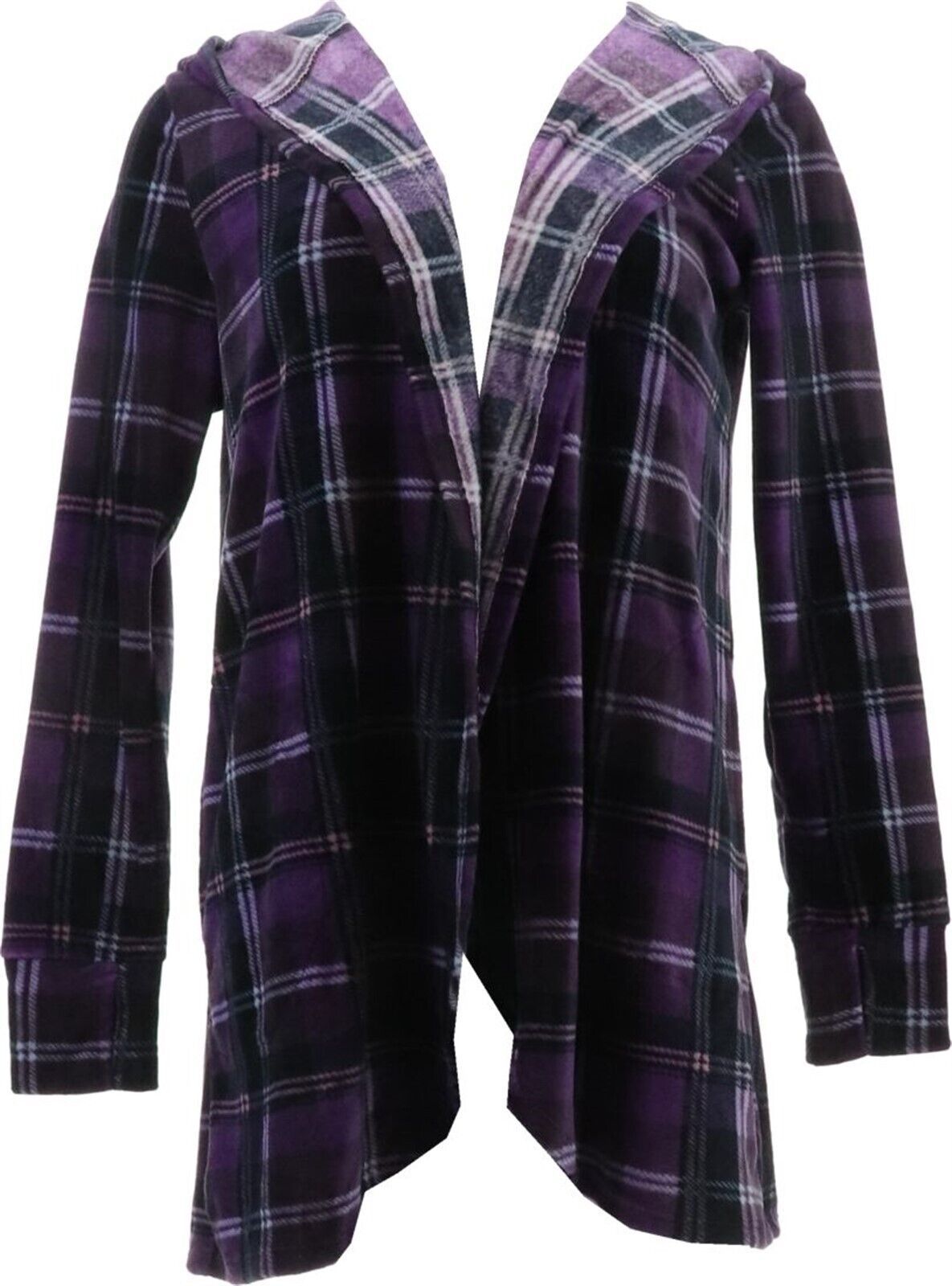 Cuddl Duds Double Plush Velour Hooded Wrap Plaid XS NEW A369290