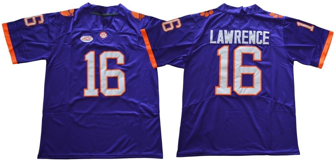 Men's Clemson Tigers Trevor Lawrence #16 Purple College Football Jersey - Men