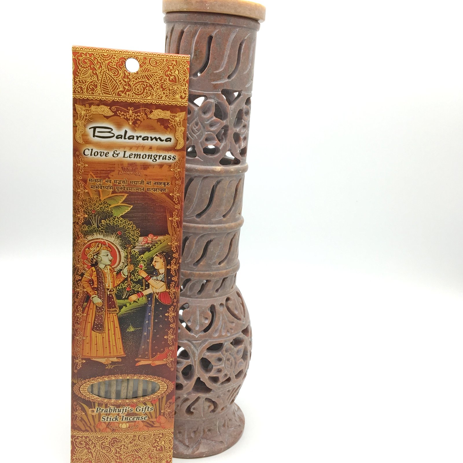 Soapstone Incense Tower Handmade HandCarved DecoratedIndian Marble