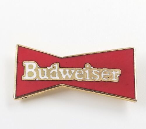 VTG Budweiser Beer Bowtie Logo Red White Gold Tone Enamel Pin Tie Tack ...