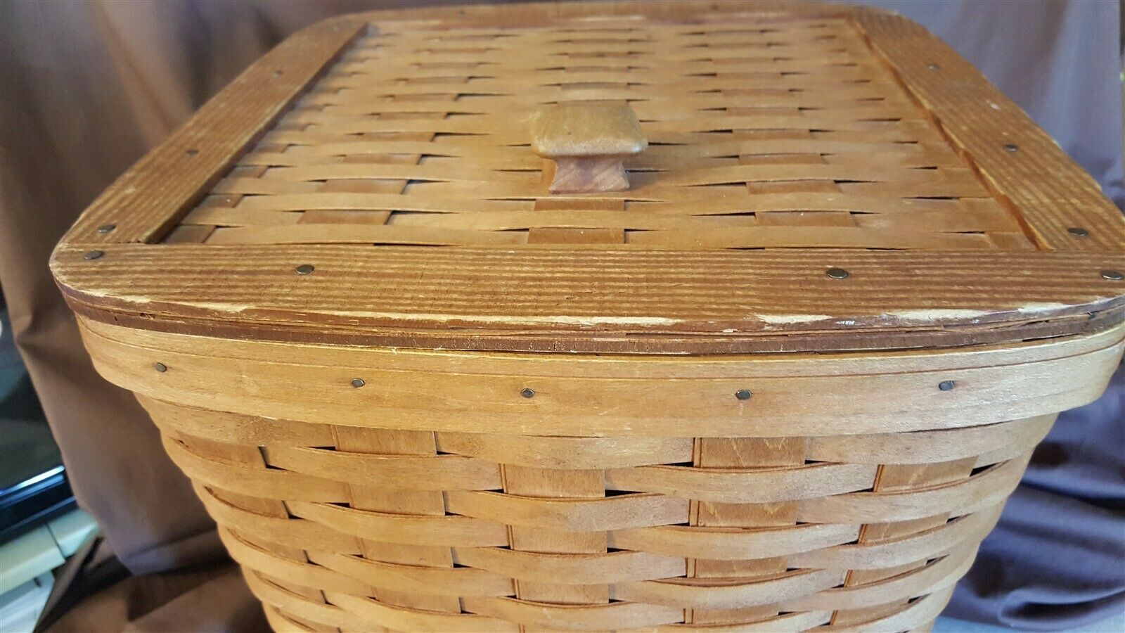 VINTAGE Longaberger 1988 Small LAUNDRY HAMPER Waste Basket With