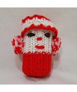 Vintage Rattle Christmas Clown Crochet Red White 4&quot; Baby Handmade - $11.99