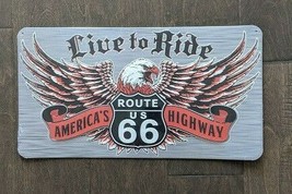16.5" Live To Ride Route 66 3-D Cutout Retro Usa Steel Plate Display Ad Sign - $58.41