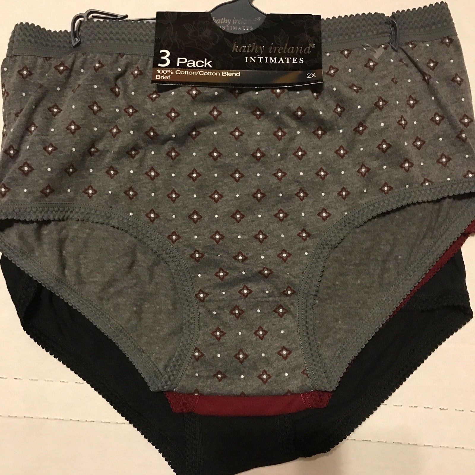 Kathy Ireland Intimates Cotton Briefs Panties 2X 3pack Panties