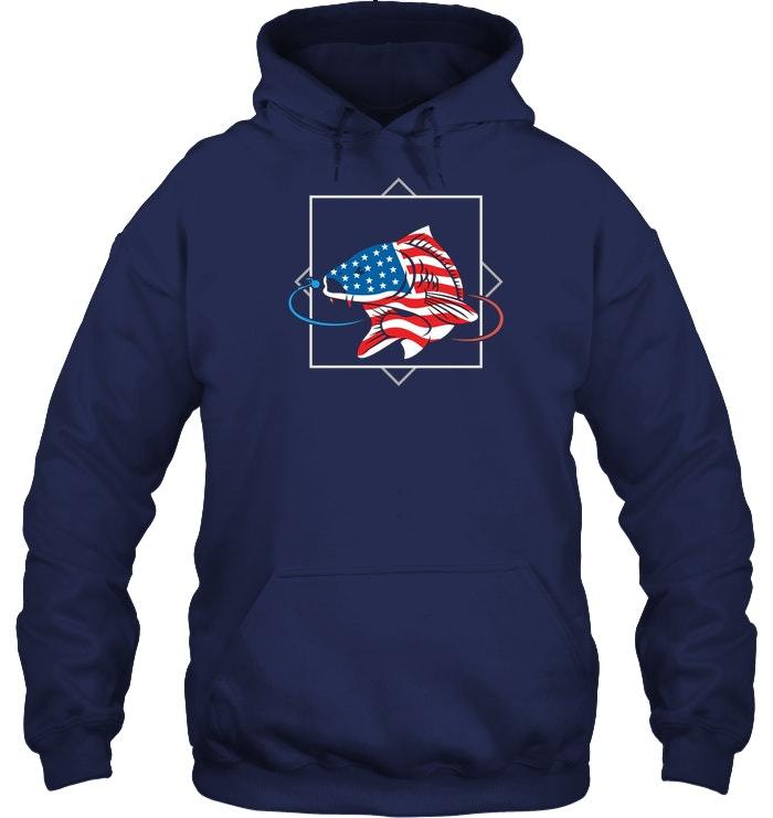 USA Fishing Hoodie American Flag Fish Tee - Sweatshirts, Hoodies