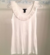 NEW H&amp;M Sz 6 Women&#39;s Stretchy White Top Blouse with Pleated Collar - $17.81