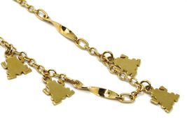 SOLID 18K YELLOW GOLD BRACELET, 4 PENDANTS, FLAT FROG, SPIRAL, ROLO CHAIN image 3