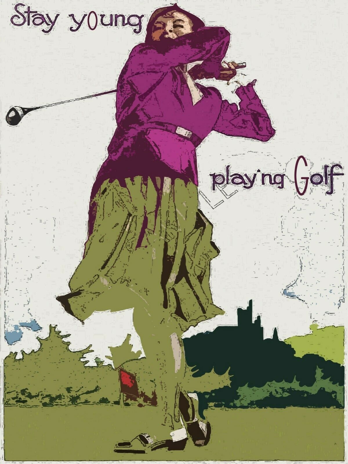 Decoration Poster.Home interior design print.Wall art.Stay Young.Play Golf.7193