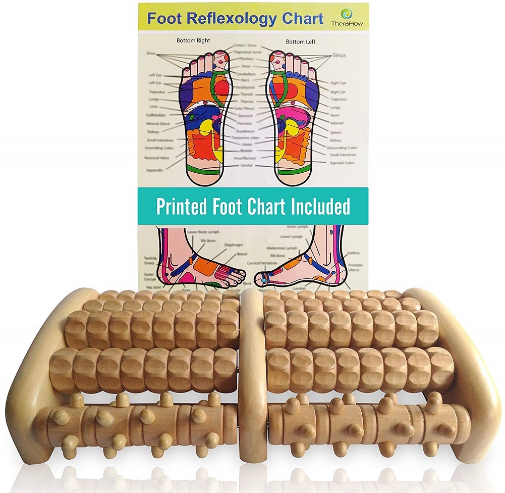 TheraFlow Large Dual Foot Massager RollerPlantar Fasciitis Heel Arch Pain Relief