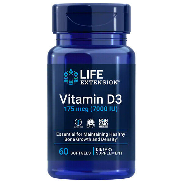 Life Extension Mega Vitamin D3 7000 IU extra virgin olive oil 60Caps Endothelial