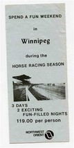 Northwest Orient Airlines Brochure Winnipeg Alberta Horse Racing Season ... - $21.78