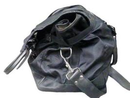John Varvatos Black Leather Nylon Handmade Italy Crossbody Duffle Shoulder Bag image 4