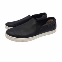 Ugg Women's Black Leather Flat Round Toe Slip On Loafer Shoes Size 9  - $39.56
