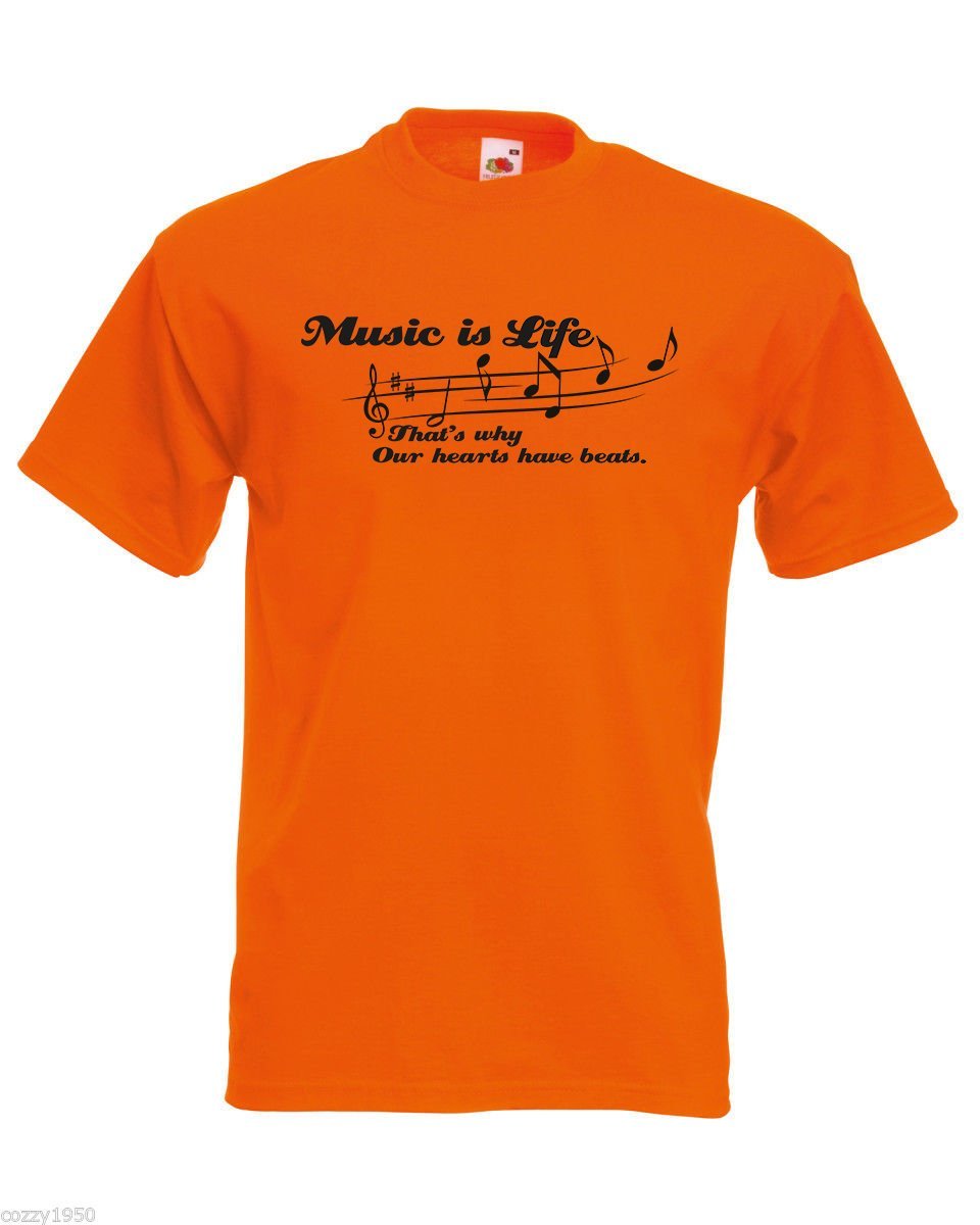 Mens T-Shirt Quote Music is Life Inspirational Text Shirts Motivational Shirt - $24.74 61obtqnf 5l